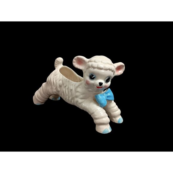 Vintage Lamb Planter NAPCO Japan MCM Hand Painted Porcelain - Picture 1 of 7